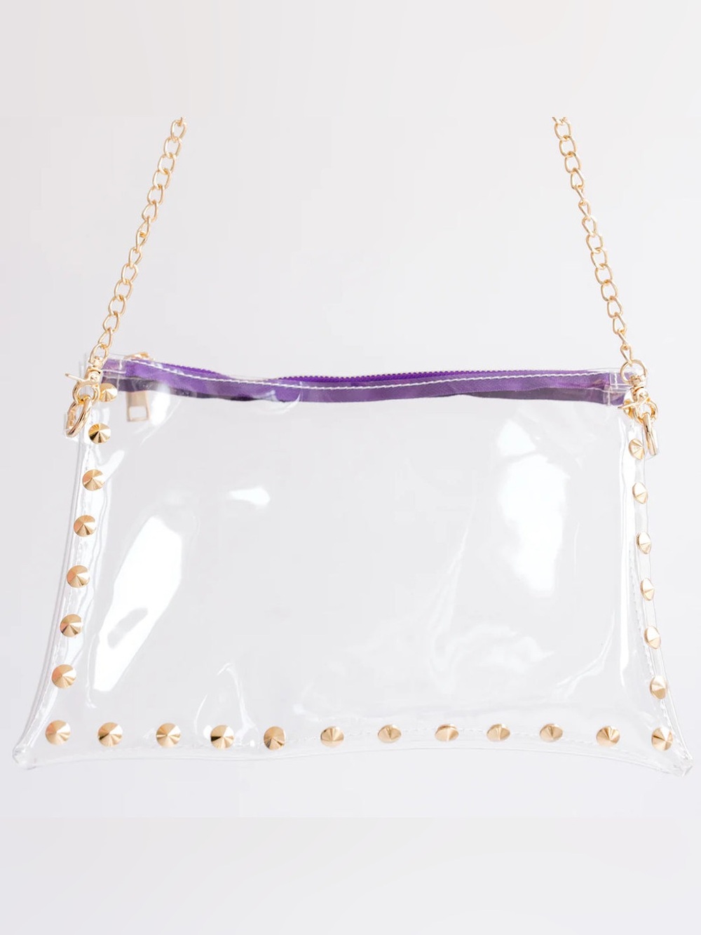 Clearly Handbags Parker Bag | Purple & Gold | *chain not included*